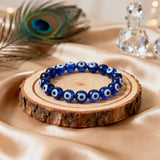 Evil Eye Nazar Raksha Bracelet with Selenite Plate(Stone Charger)