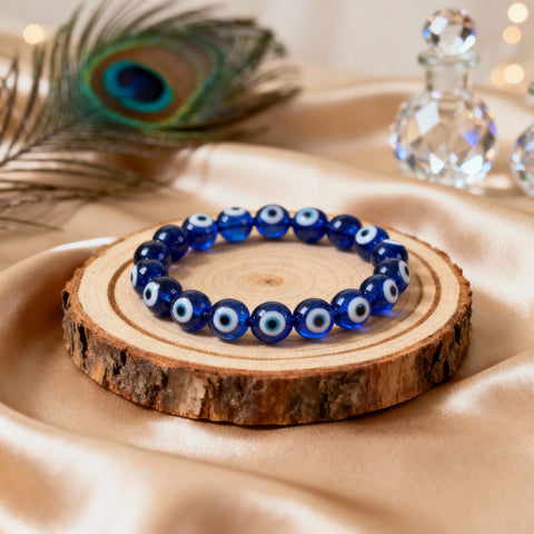 Evil Eye Nazar Raksha Bracelet with Selenite Plate(Stone Charger)