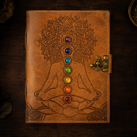 Seven Chakra Diary - with 7 Authentic Semi Precious Stones