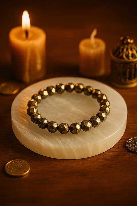 Pyrite Bracelet Combo with Raw Selenite Plate