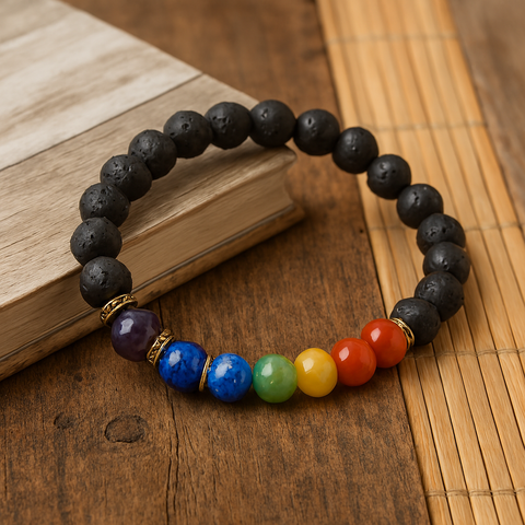 7 Chakra Lava Bracelet