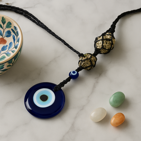 Evil Eye Hanging with Pyrite Stone