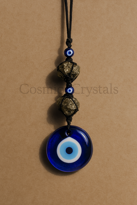 Evil Eye Hanging with Pyrite Stone