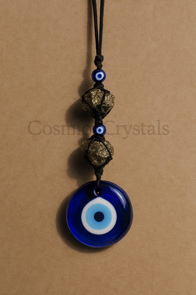 Evil Eye Hanging with Pyrite Stone
