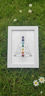 Powerful 7 Chakra Stone Frame | Healing Gemstone Wall Hanging for Positive Energy & Balance
