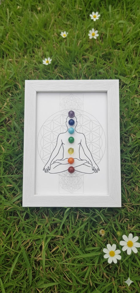 Powerful 7 Chakra Stone Frame | Healing Gemstone Wall Hanging for Positive Energy & Balance